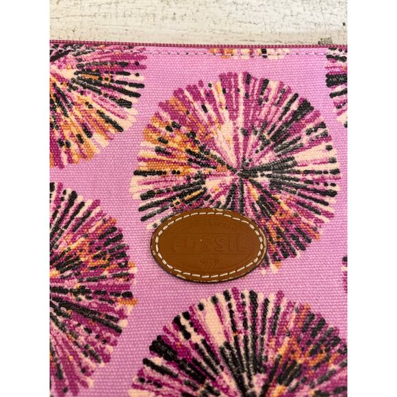 Fossil Pink Starburst *Set of 4* Make bag Pouch Zip Around Wallet - Picture 3 of 9